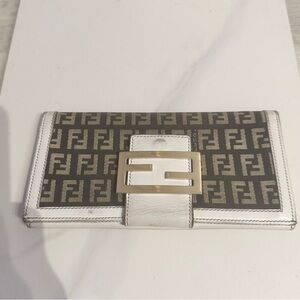 Fendi Brown and White Monogram Wallet